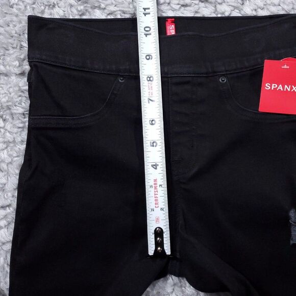 Spanx Vintage Distressed Ankle Skinny Jeans Black Pull On Denim Legging Size XS - Picture 9 of 12